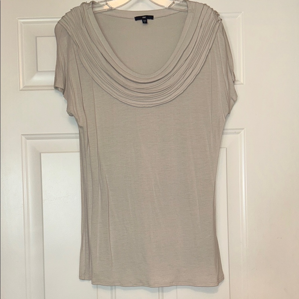 Gap Draped Women's SS Top L Gray Vintage Rayon Neutral